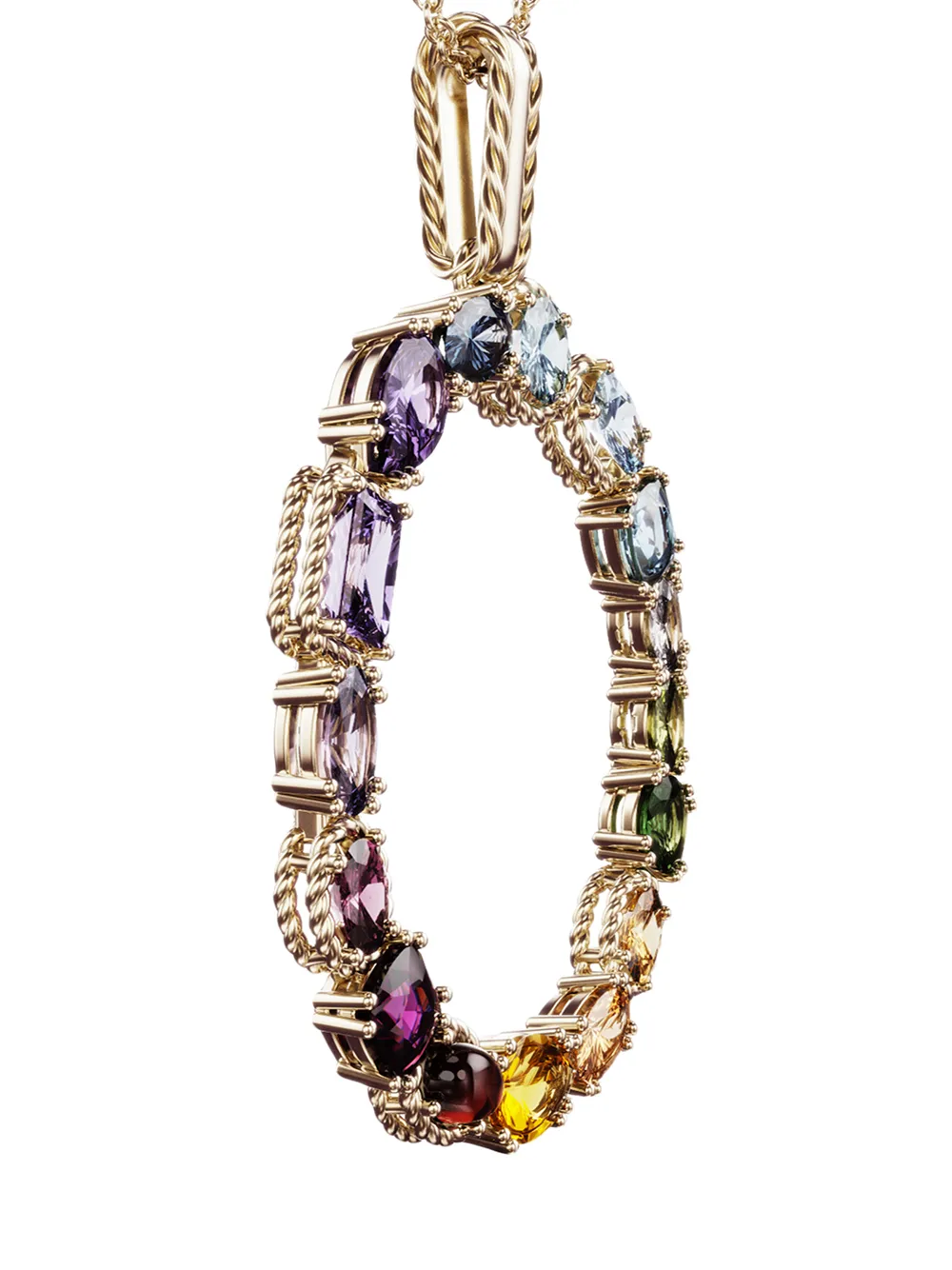 Dolce & Gabbana 18kt Yellow Gold Initial O Gemstone Necklace In Gold