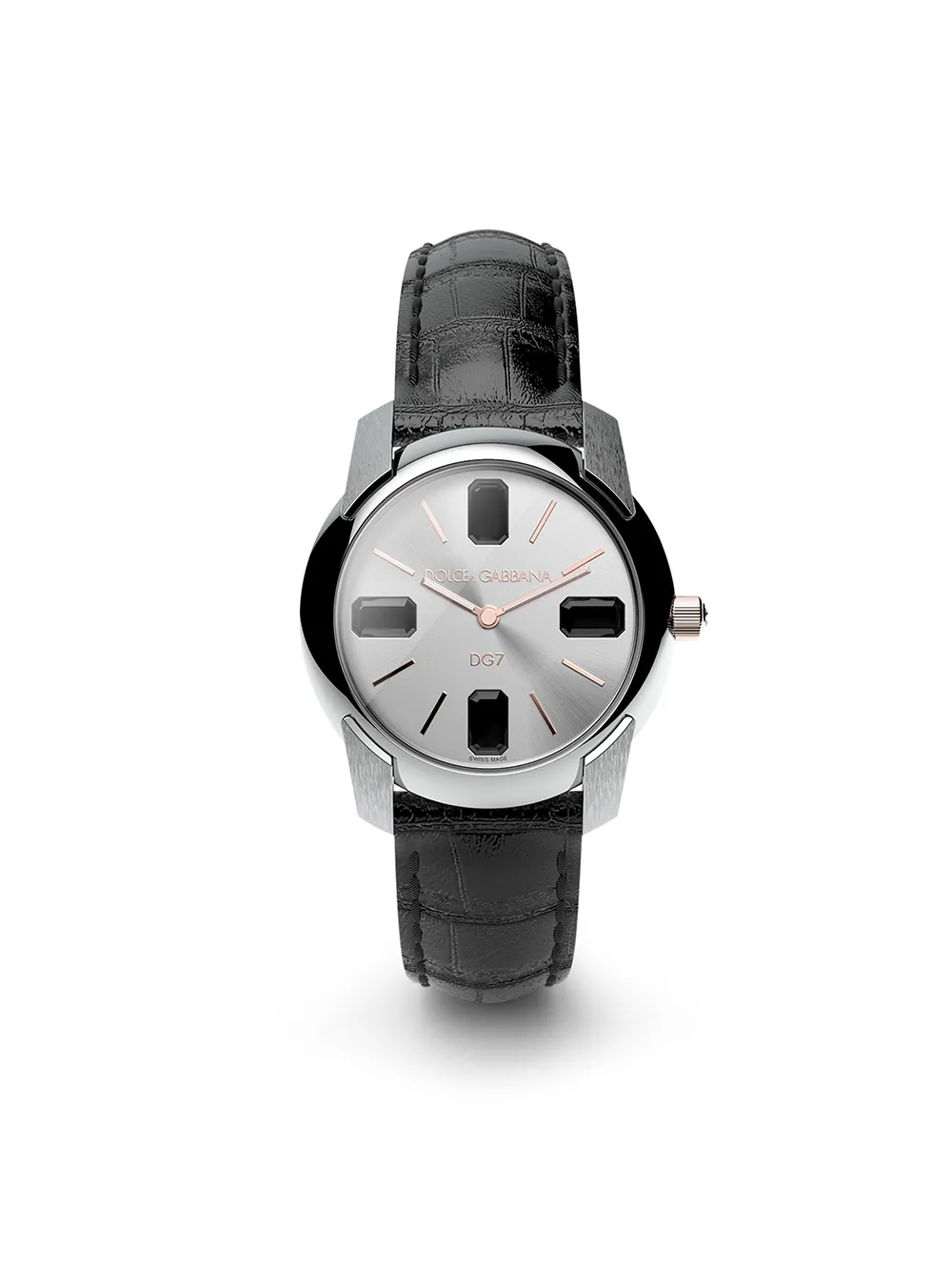 Dolce & Gabbana Watch With Alligator Strap In Black