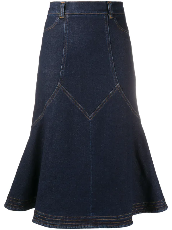 panelled denim skirt