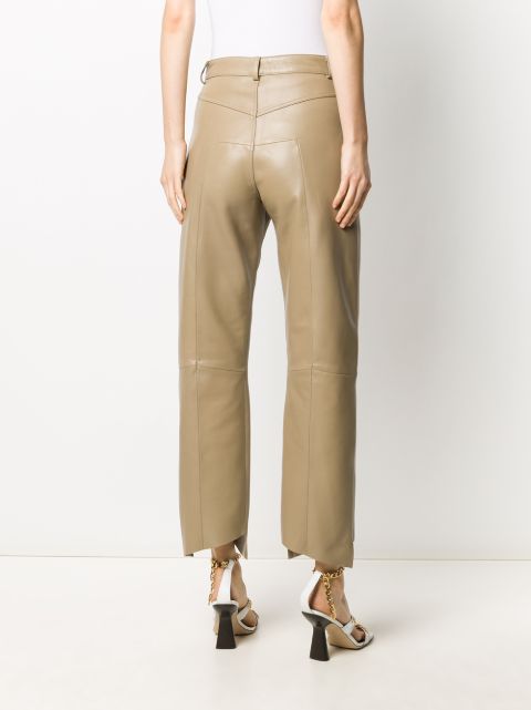 straight leg leather trousers