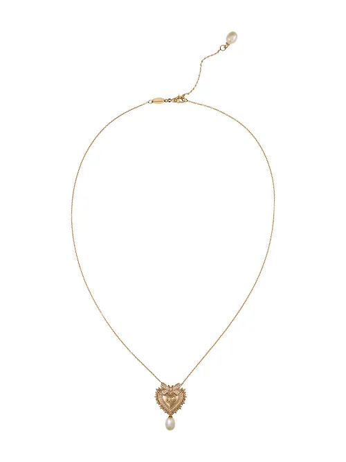 Collier Devotion à perles en 18ct pavé de diamants - Dolce & Gabbana - Modalova