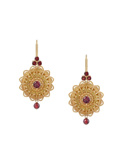 Dolce & Gabbana 18K yellow gold Filigree rhodolite garnet earrings