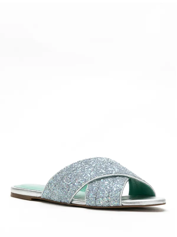 glitzy flat sandals
