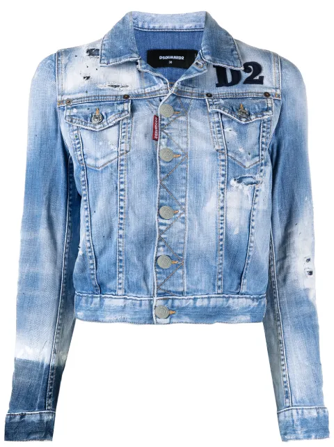 Dsquared2 جاكيت جينز بشارة شعار الماركة