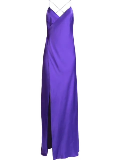 Michelle Mason silk front-slit maxi gown