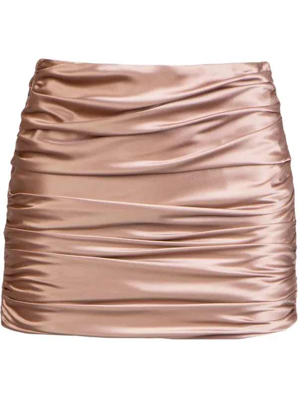 pink ruched mini skirt