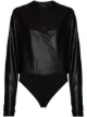Image 1 of RtA faux-leather V-neck bodysuit