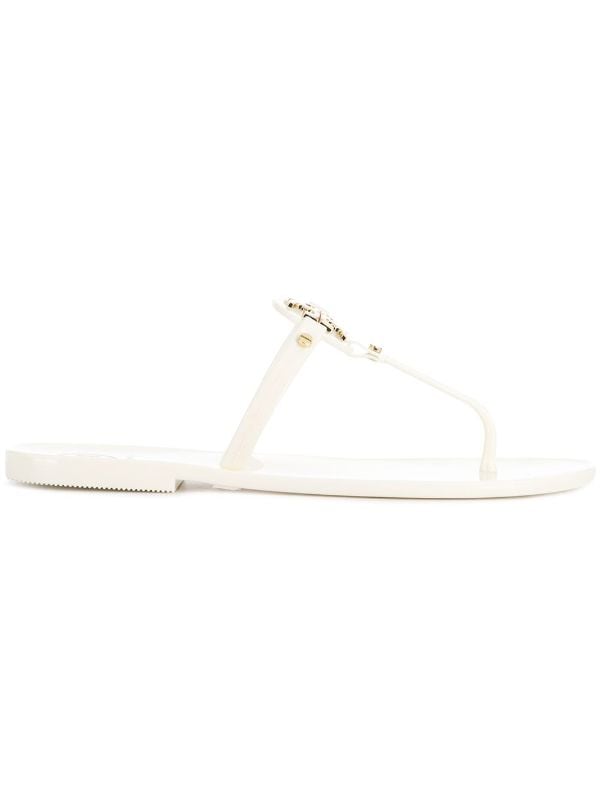 white jelly flip flops