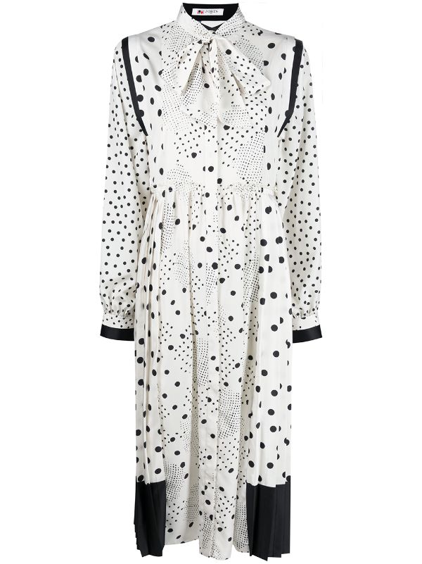 white long sleeve polka dot dress