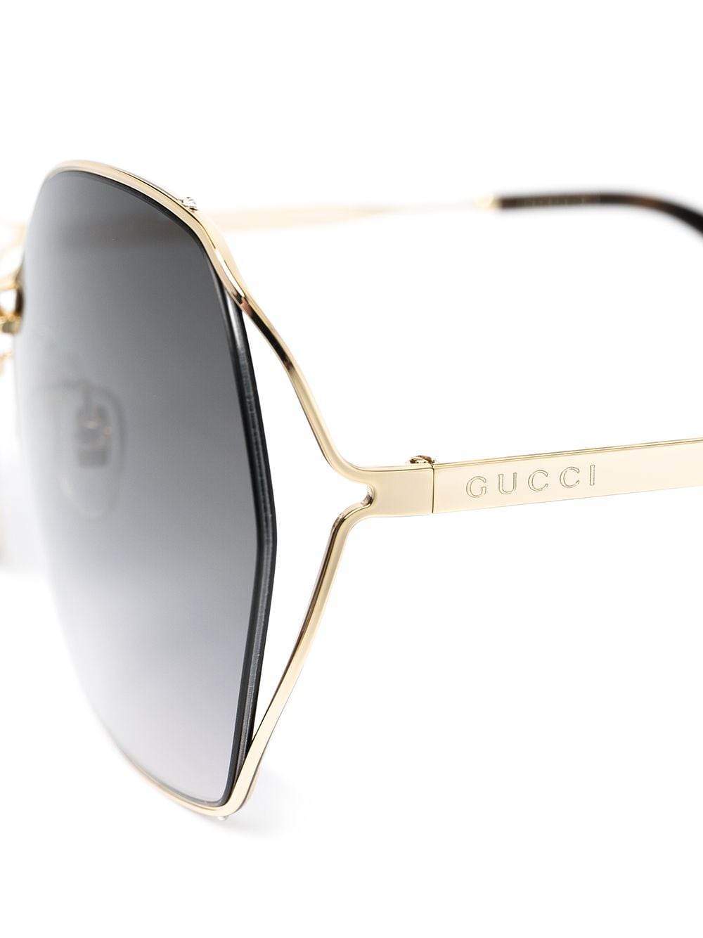 Shop Gucci Oval-frame Sunglasses In Gold