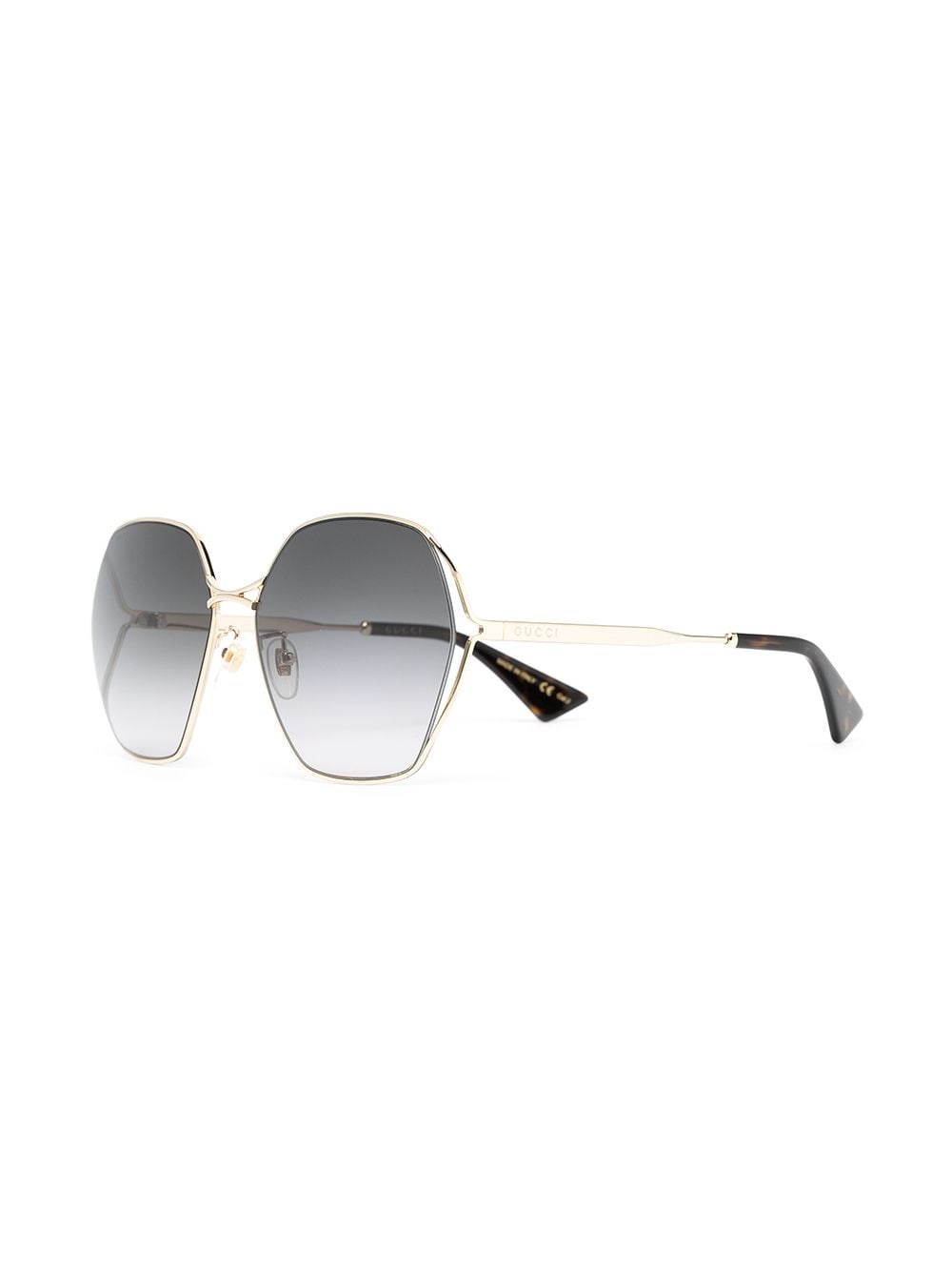 Shop Gucci Oval-frame Sunglasses In Gold