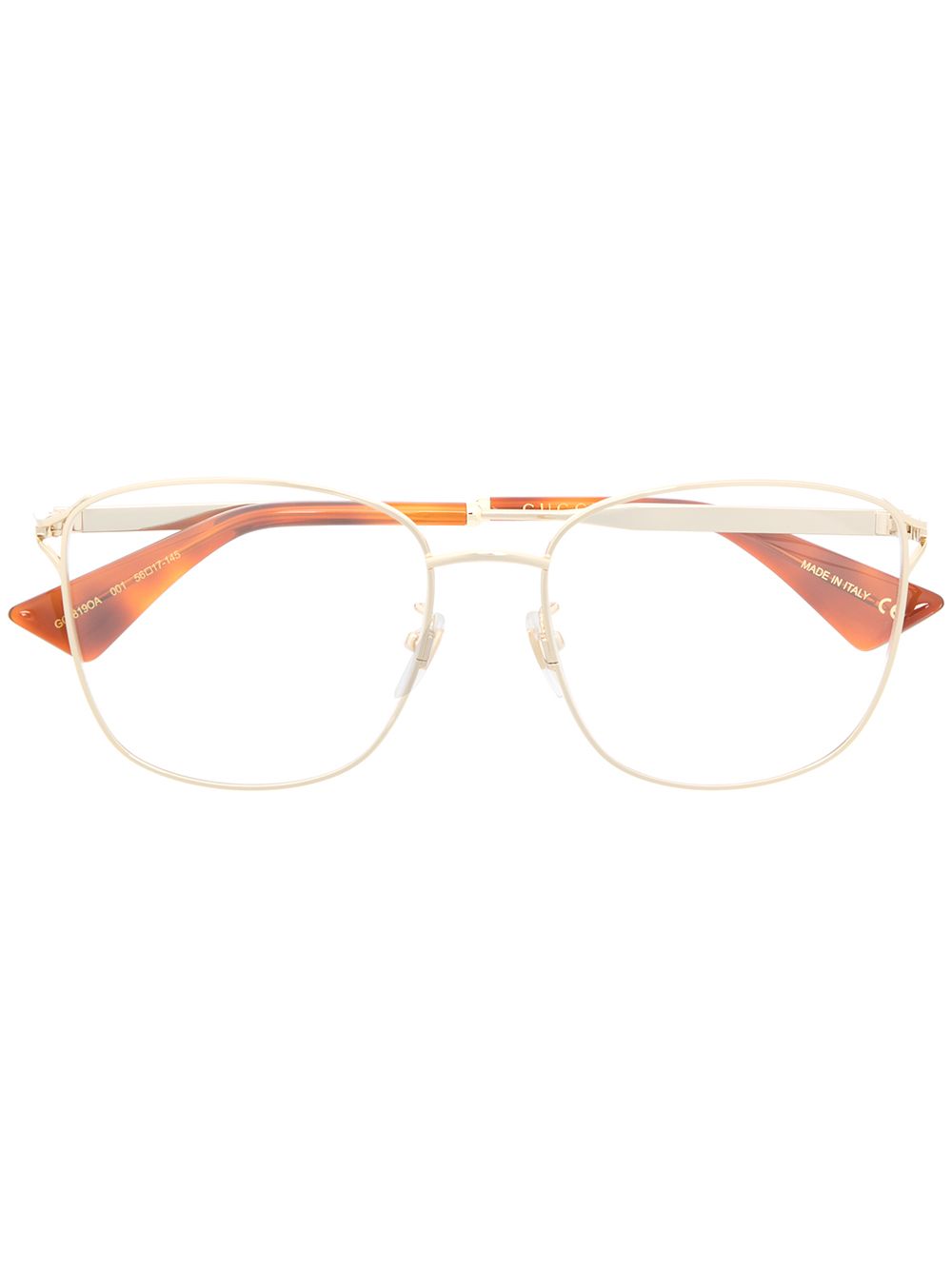 Gucci Oversized Frame Glasses In Gold