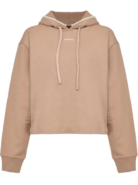 PINKO pearl-embellished Logo Hoodie - Farfetch