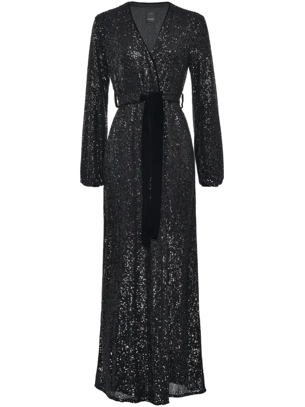 sequin wrap dress maxi