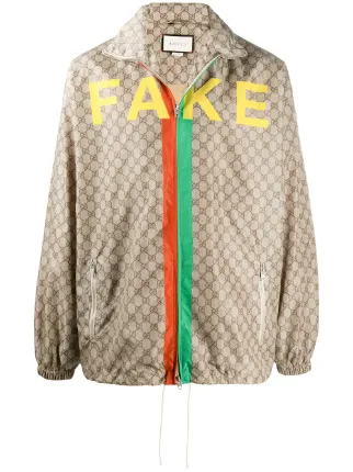 Gucci GG Supreme Canvas 'Not Fake'-print Jacket - Farfetch