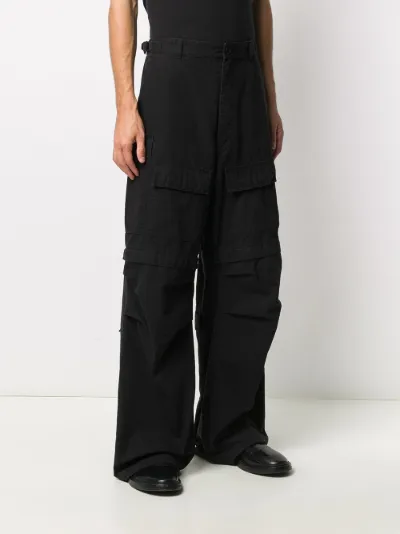 black wide leg cargo trousers