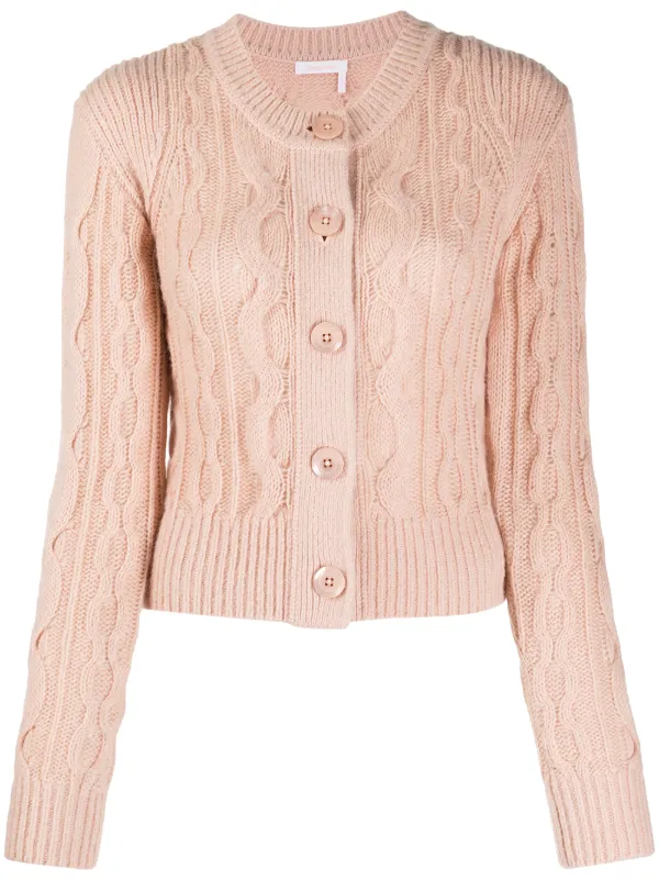 cable knit cardigan pink