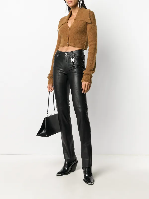 fitted leather trousers