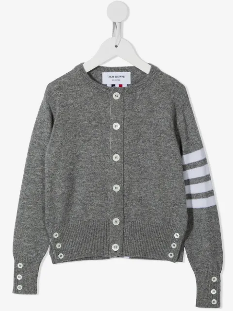 Thom Browne Kids 4-Bar crew neck cashmere cardigan