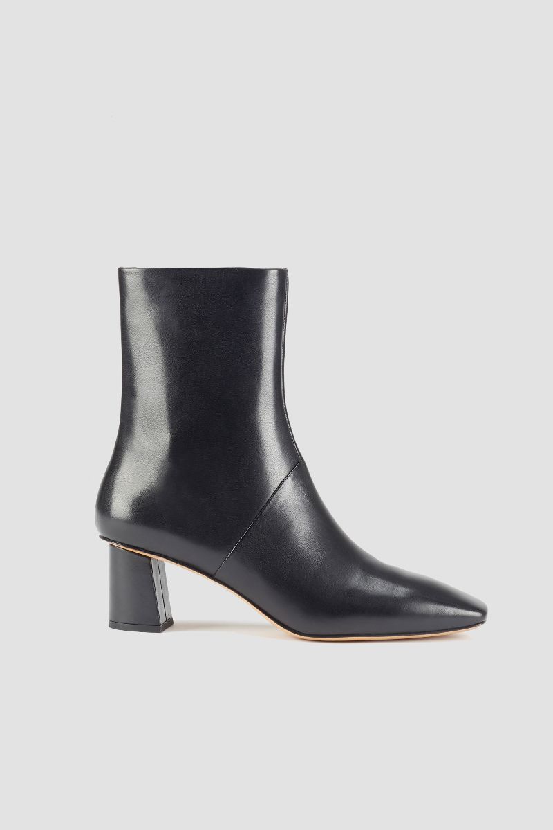 black leather booties square toe