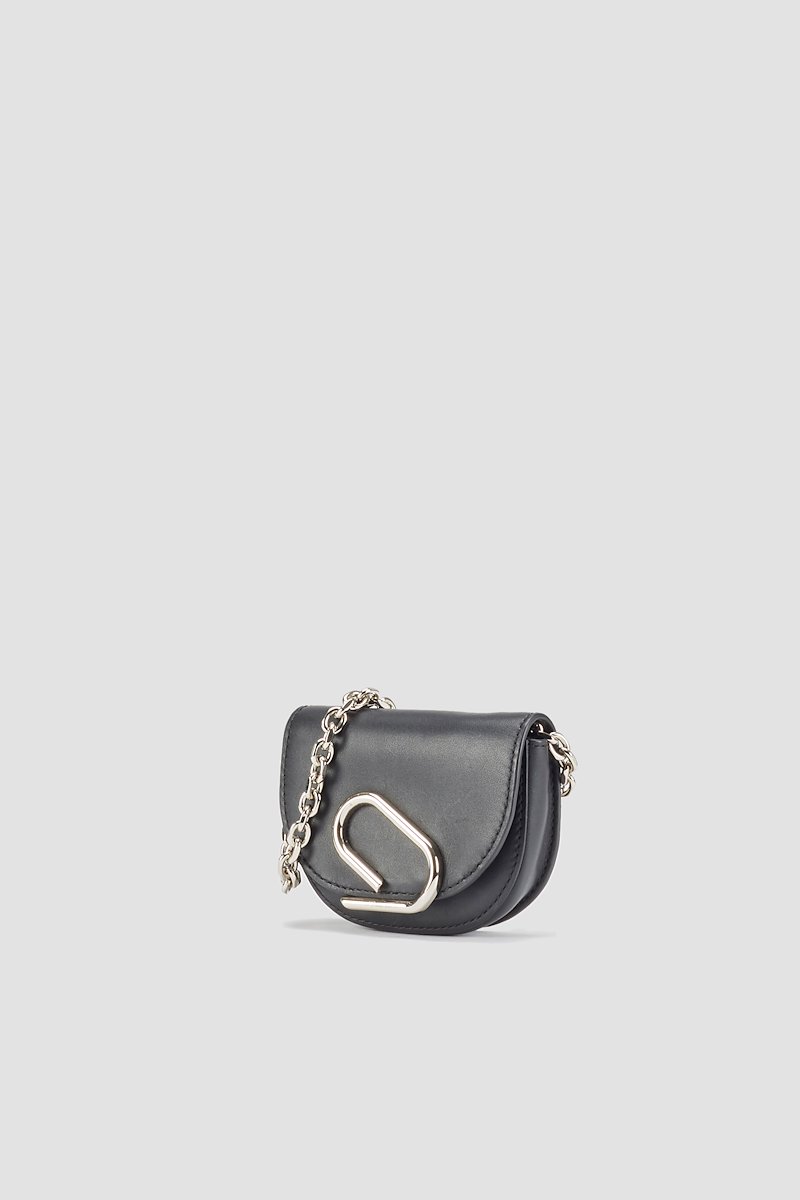 Alix Mini Cardcase On Chain-black #1 Alix Mini Cardcase On Chain, Black calf leather Alix mini cardholder from 3.1 PHILLIP LIM featuring decorative plaque, silver-tone hardware, chain-link shoulder strap, front flap closure and press-stud fastening.- 3