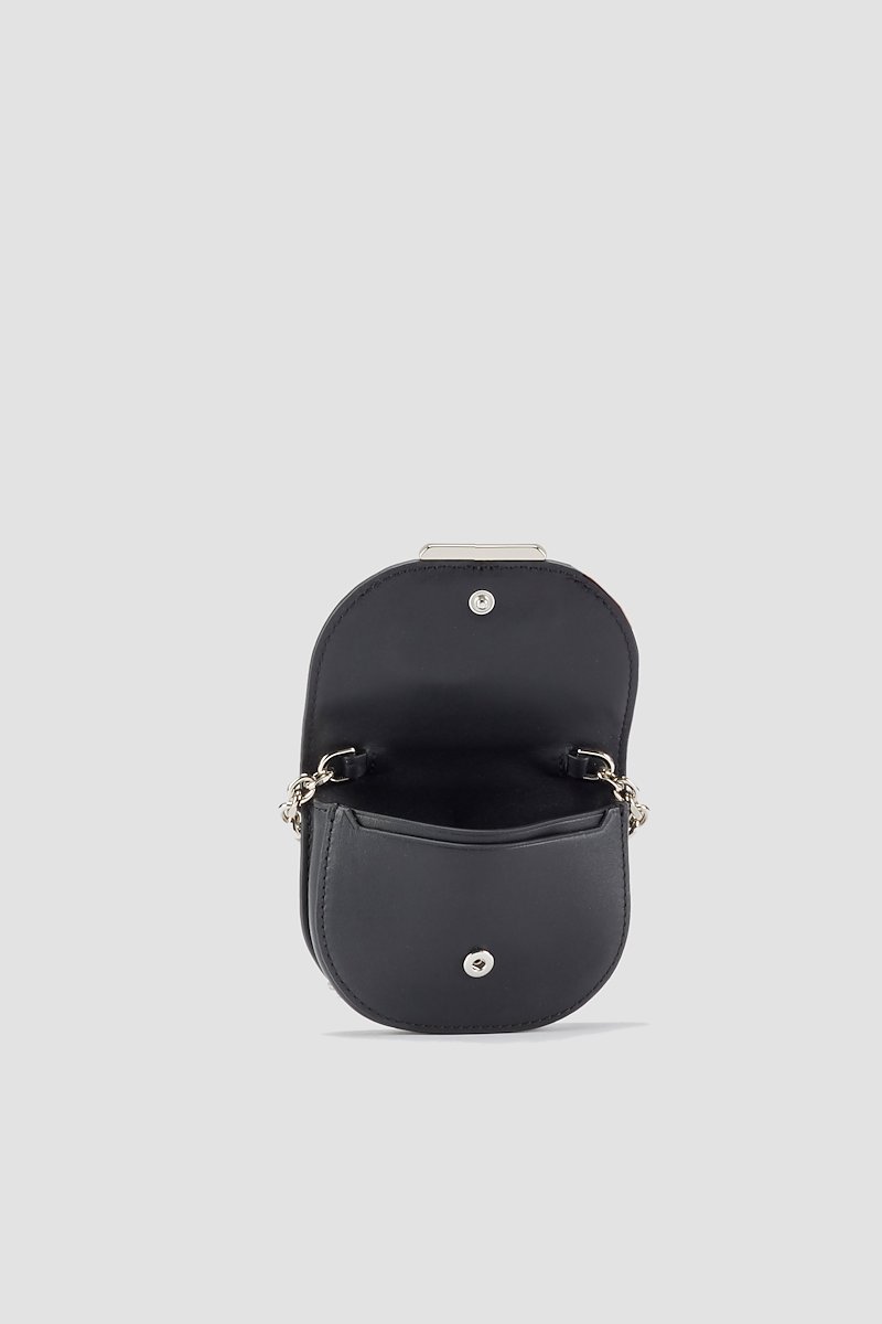 Alix Mini Cardcase On Chain-black #1 Alix Mini Cardcase On Chain, Black calf leather Alix mini cardholder from 3.1 PHILLIP LIM featuring decorative plaque, silver-tone hardware, chain-link shoulder strap, front flap closure and press-stud fastening.- 5