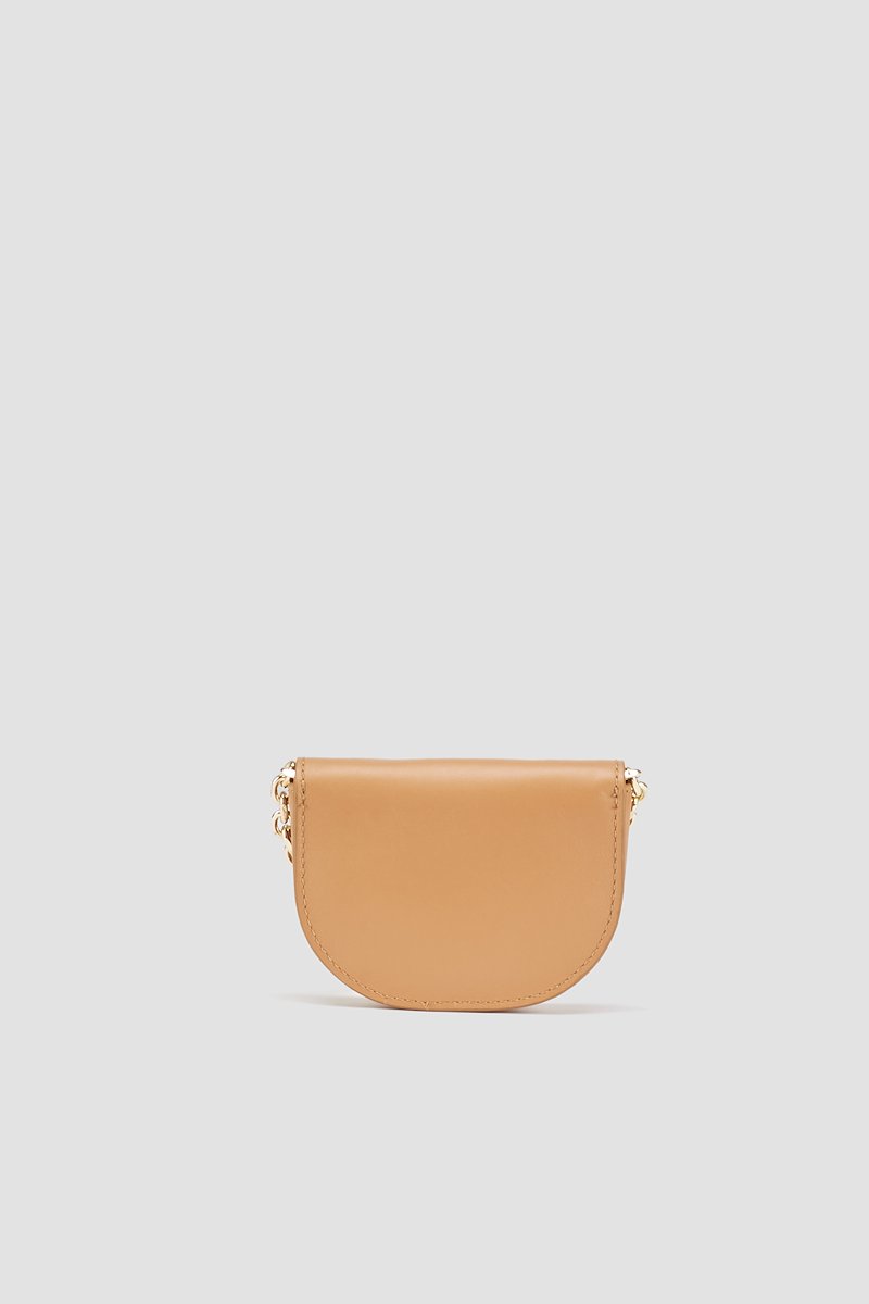 Alix Mini Cardcase On Chain-brown #0 Alix Mini Cardcase On Chain, Camel-brown calf leather mini Alix wallet bag from 3.1 PHILLIP LIM featuring gold-tone hardware, chain-link shoulder strap, front flap closure, magnetic fastening, main compartment and slip pocket to the front.- 4