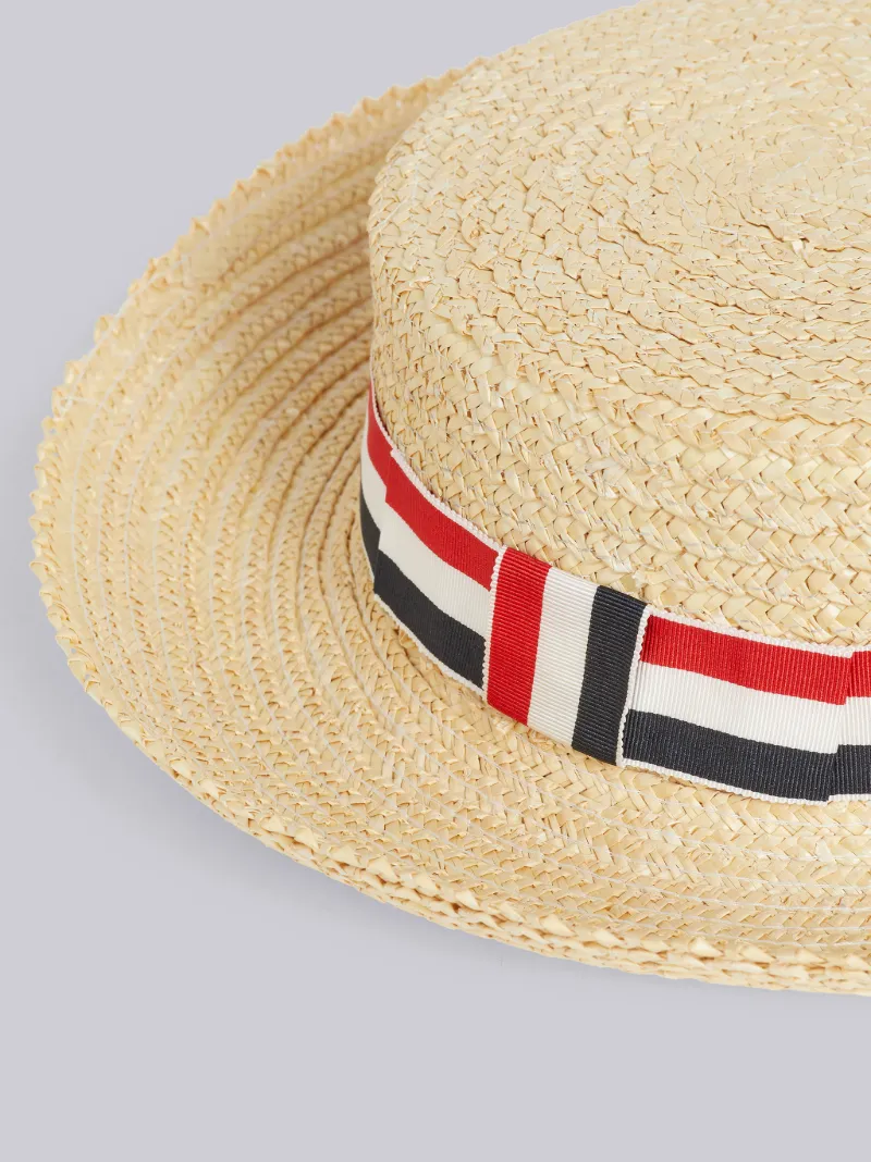 Natural Straw Wheat Braid Boater Hat 
