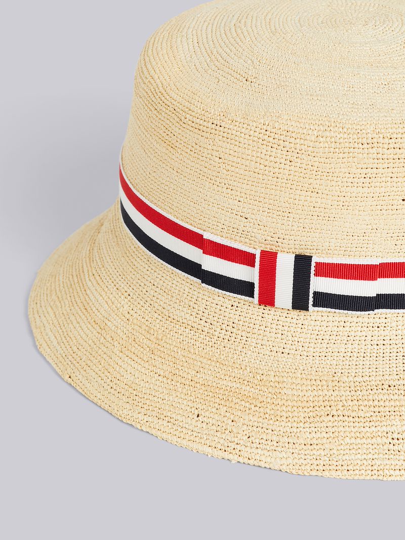 Natural Straw Crochet Bucket Hat Thom Browne Official