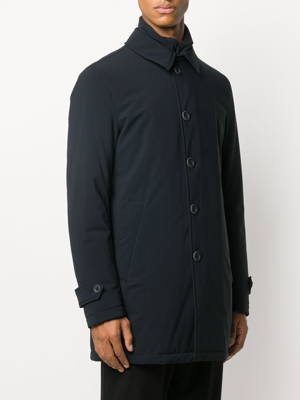 Shop Herno Single-breasted Padded Jacket In Blue