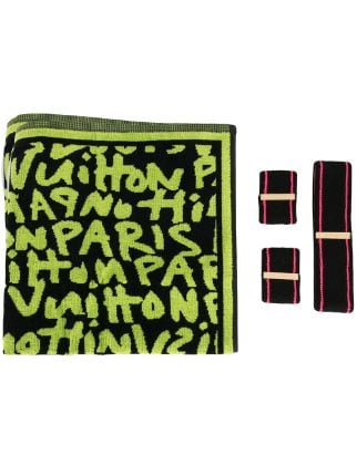 LOUIS VUITTON x Stephen Sprouse *RARE* Graffiti Green & Black Cotton Hand  Towel