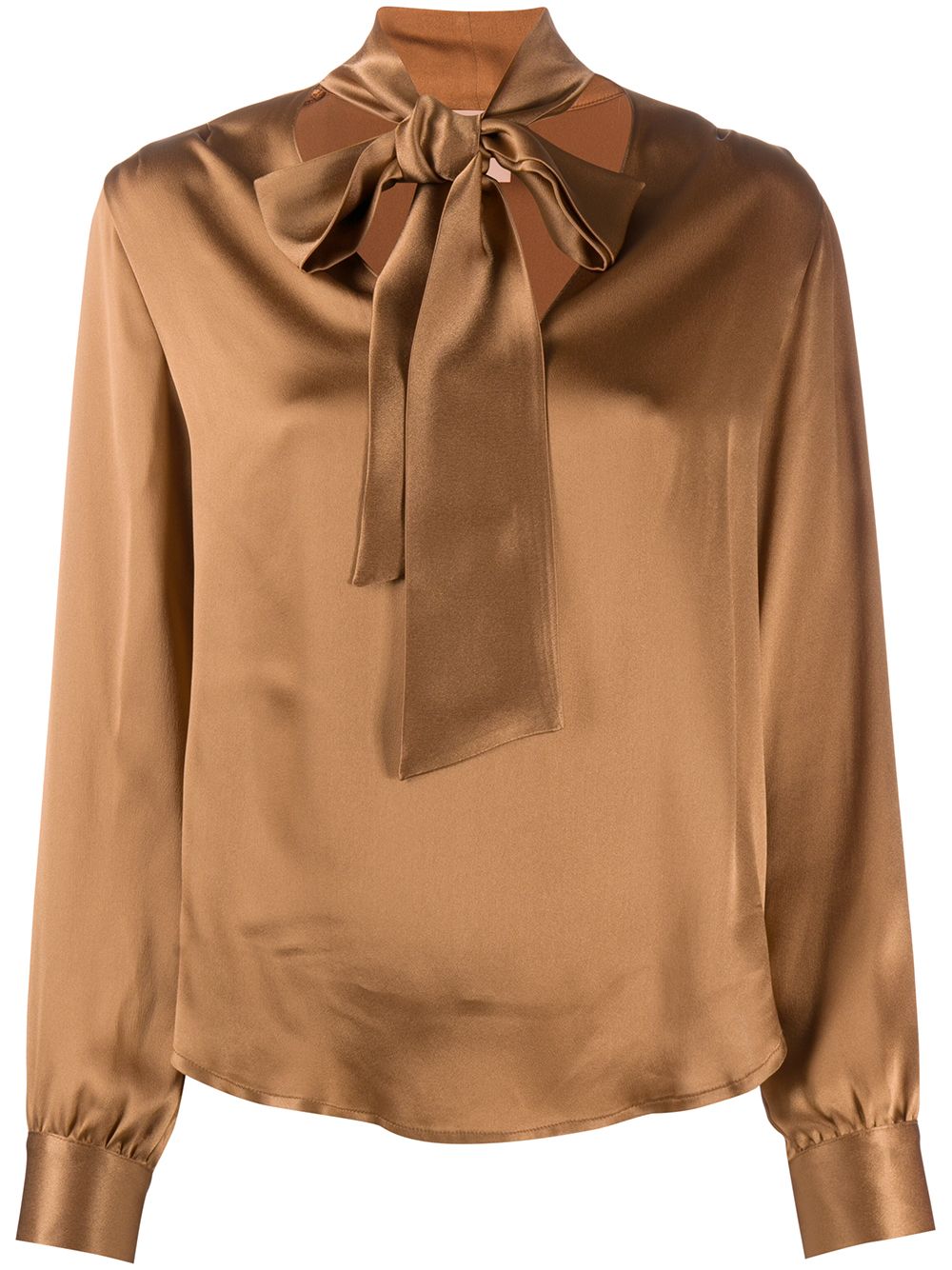 фото Nude pussybow-neck blouse