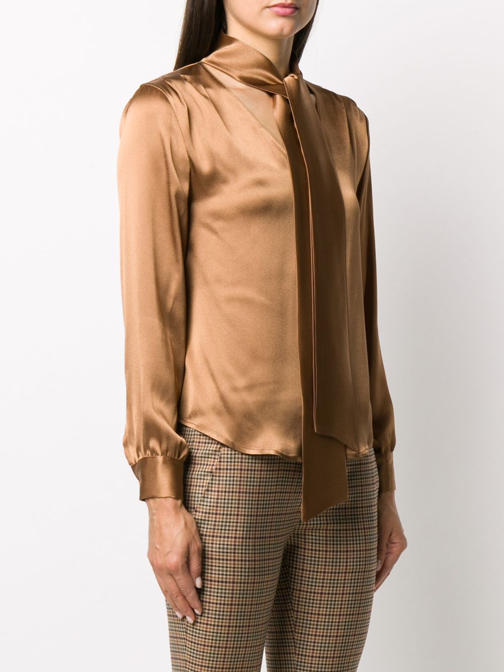 фото Nude pussybow-neck blouse