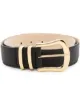 Image 1 of Black & Brown lizard-pattern buckle leather belt