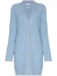 Image 1 of GANNI crystal-button ribbed-knit cardigan