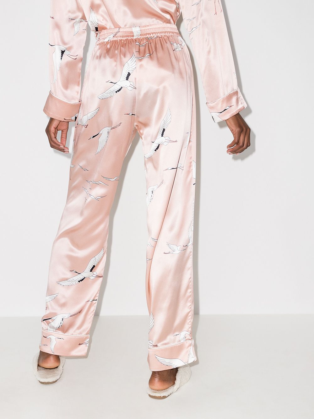 фото Olivia von halle bird print two-piece pajama set