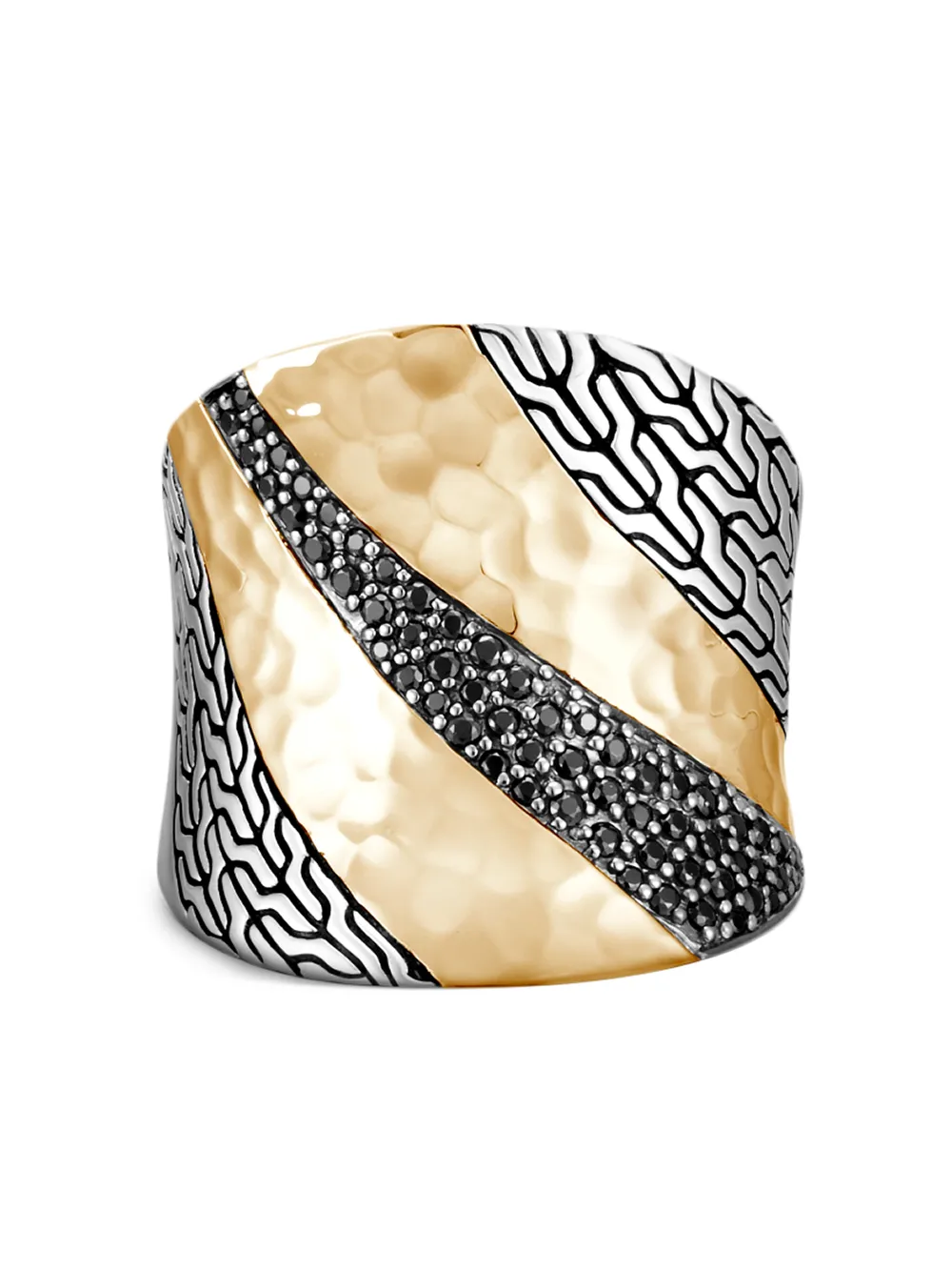 

John Hardy anillo Classic Chain en plata y oro amarillo de 18kt - Negro