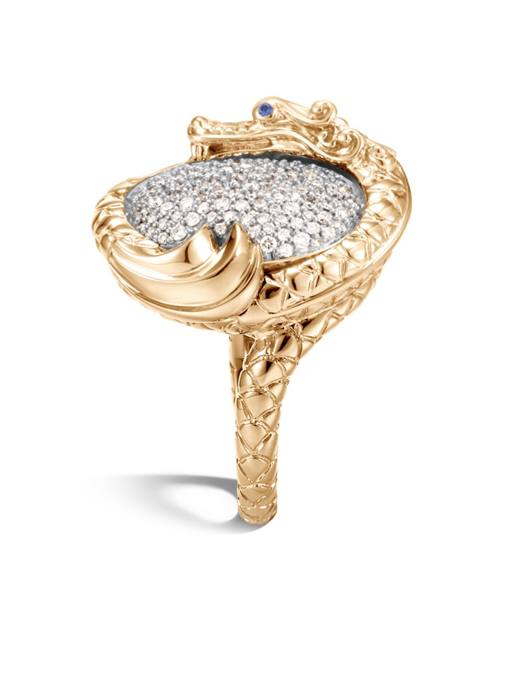 фото John hardy кольцо legends naga из желтого золота с бриллиантами