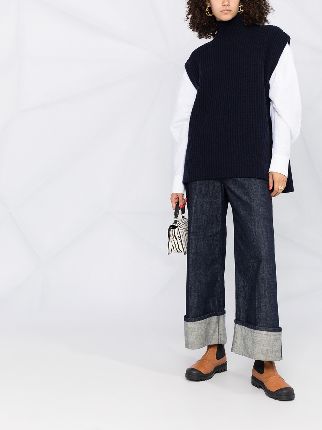 roll-neck sleeveless knitted top展示图