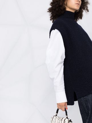 roll-neck sleeveless knitted top展示图