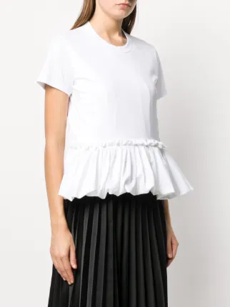 ruffled-hem cotton T-shirt展示图