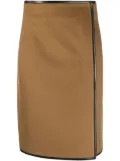 Saint Laurent contrast trim midi skirt - Neutrals