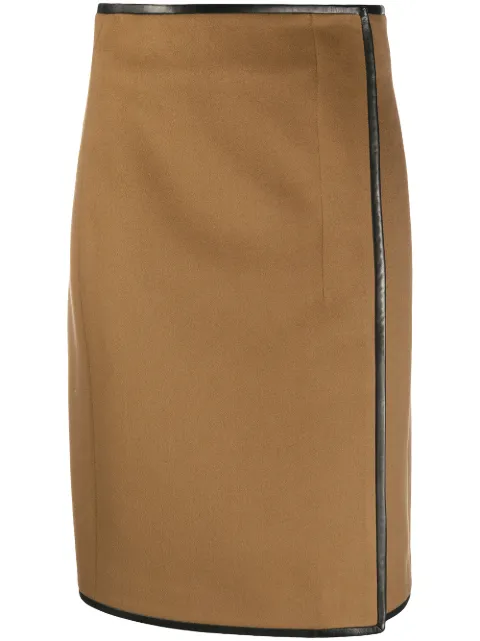 Saint Laurent contrast trim midi skirt