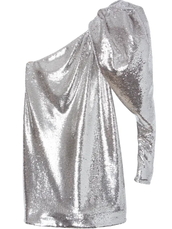 Silver sequin one shoulder dress Clearance