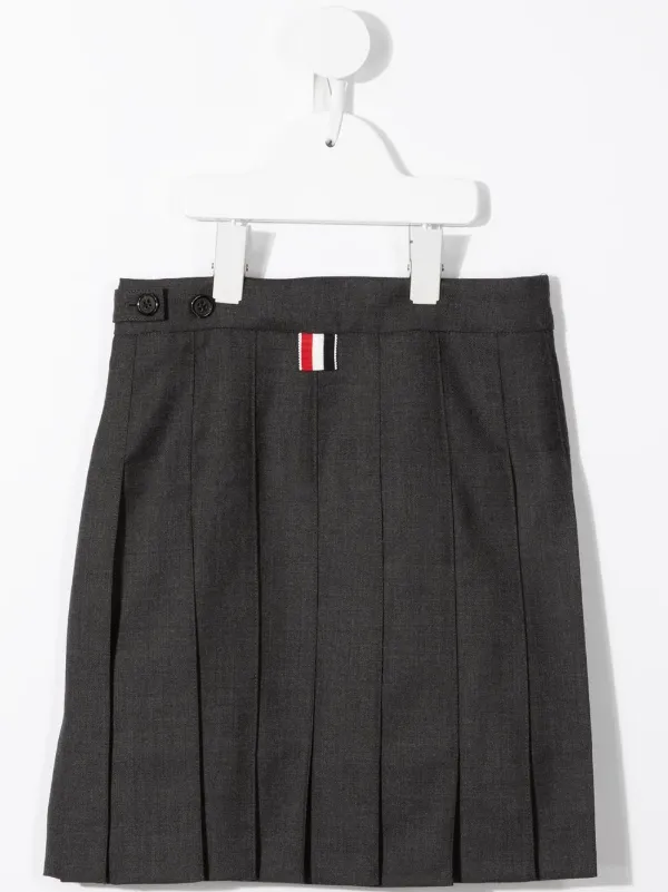 Thom Browne Kids Super 120s Pleated Mini Skirt | Grey | FARFETCH