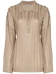 Image 1 of Totême ribbed-knit long-sleeve polo shirt