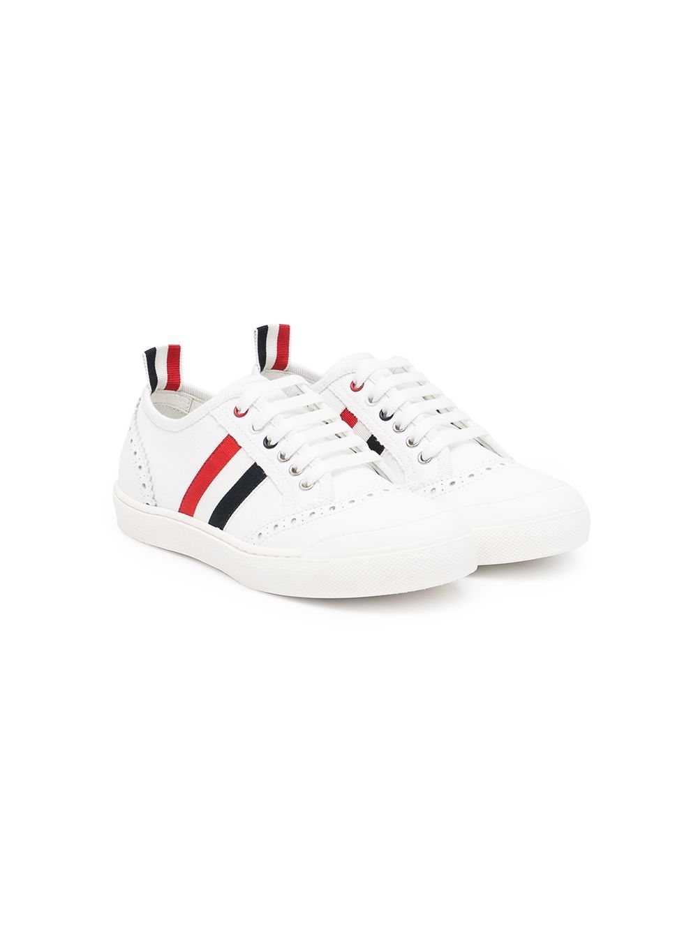 Thom Browne Side Stripe Low-top Sneakers In White