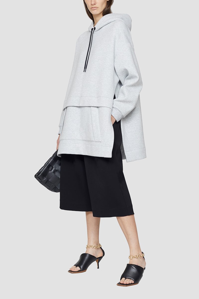 Air Cushion Hoodie-grey #0 Air Cushion Hoodie, Heather grey cotton-blend oversized longline hoodie from 3.1 PHILLIP LIM featuring jersey fleece, drawstring hood, long sleeves, drop shoulder, side slits and front patch pocket.- 4