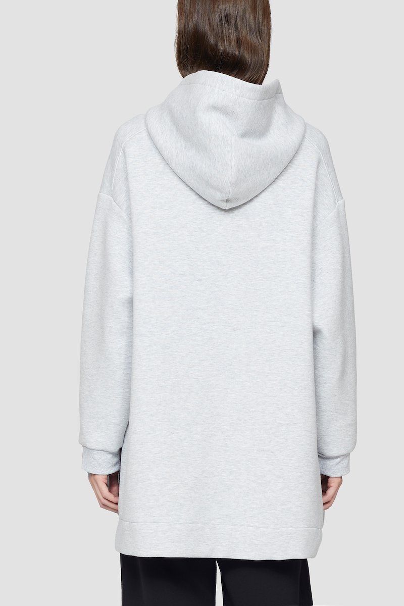 Air Cushion Hoodie-grey #0 Air Cushion Hoodie, Heather grey cotton-blend oversized longline hoodie from 3.1 PHILLIP LIM featuring jersey fleece, drawstring hood, long sleeves, drop shoulder, side slits and front patch pocket.- 2