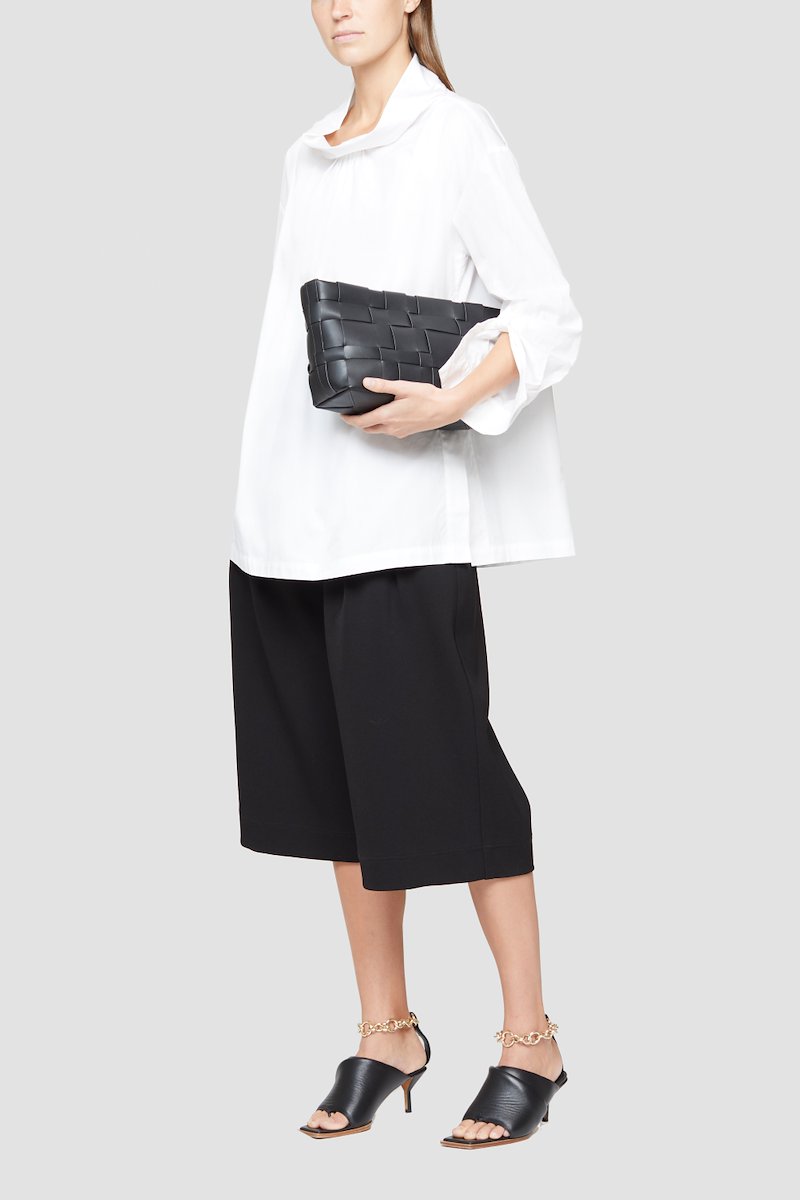 Draped Collar Shirt-white #0 Draped Collar Shirt, White cotton cowl-neck top from 3.1 PHILLIP LIM featuring gathered detailing, cowl neck, buttoned cuffs and poplin.- 0